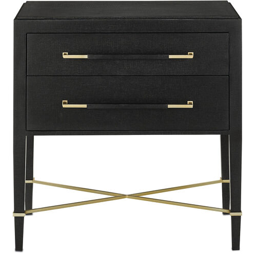 Verona 29 X 28 inch Black Lacquered Linen/Champagne Nightstand