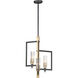 Flambeau 3 Light 12.75 inch Black and Antique Brass Single Pendant Ceiling Light