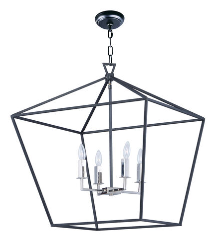 Abode 4 Light 24.5 inch Textured Black/Polished Nickel Single-Tier Chandelier Ceiling Light