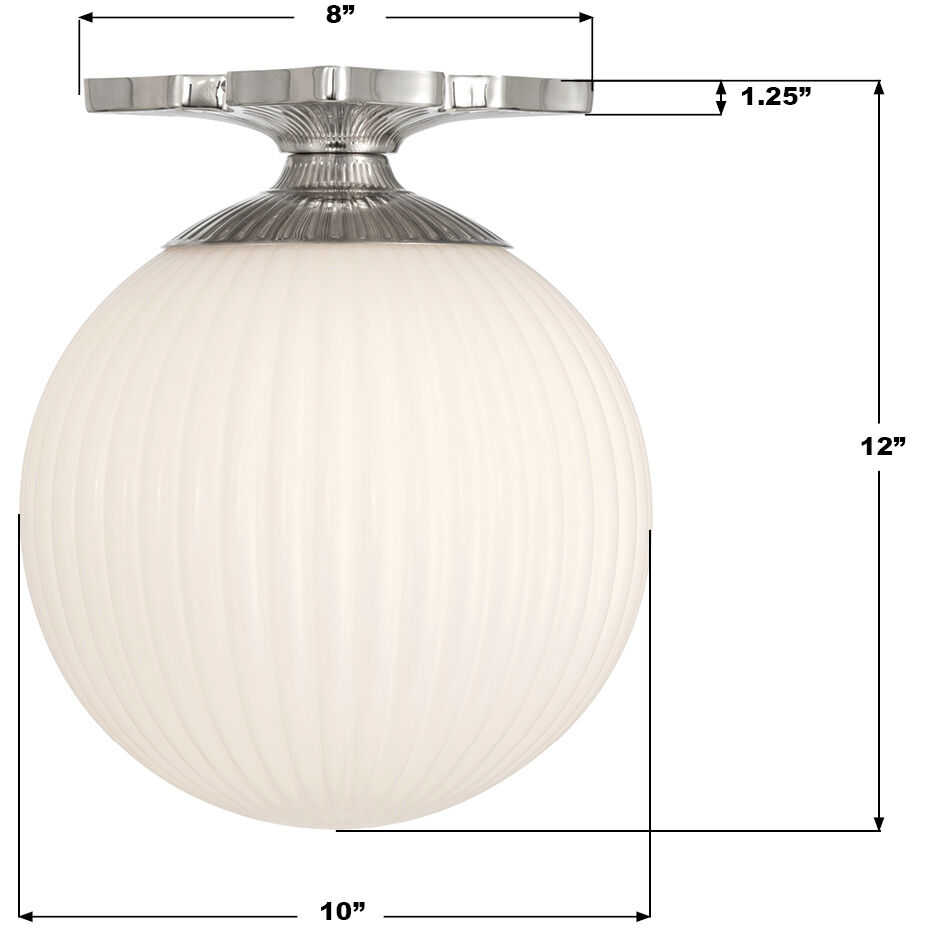 Orly 1 Light 10 inch Polished Nickel Semi Flush Ceiling Light