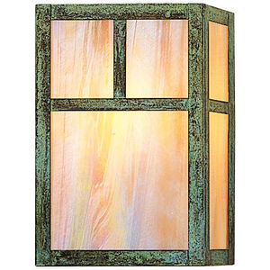 Mission 1 Light 7 inch Verdigris Patina Wall Mount Wall Light in Gold White Iridescent 