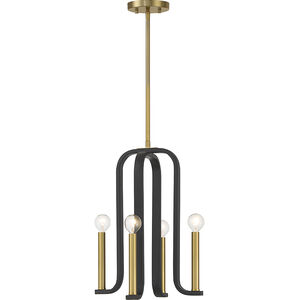 Archway 4 Light 14 inch Black with Warm Brass Accents Pendant Ceiling Light