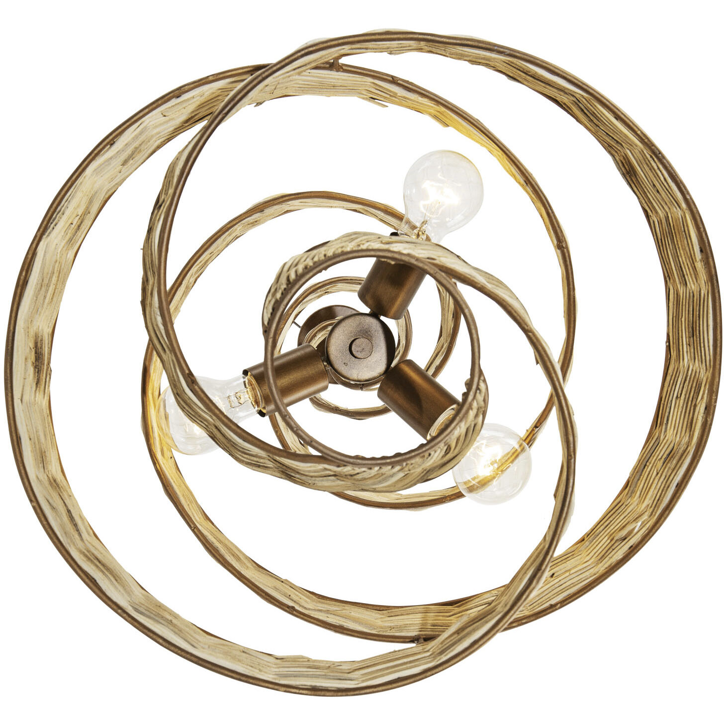 Flow 3 Light 18 inch Baguette and Natural Rattan Pendant Ceiling Light in Baguette/Natural Rattan, Smithsonian Collaboration