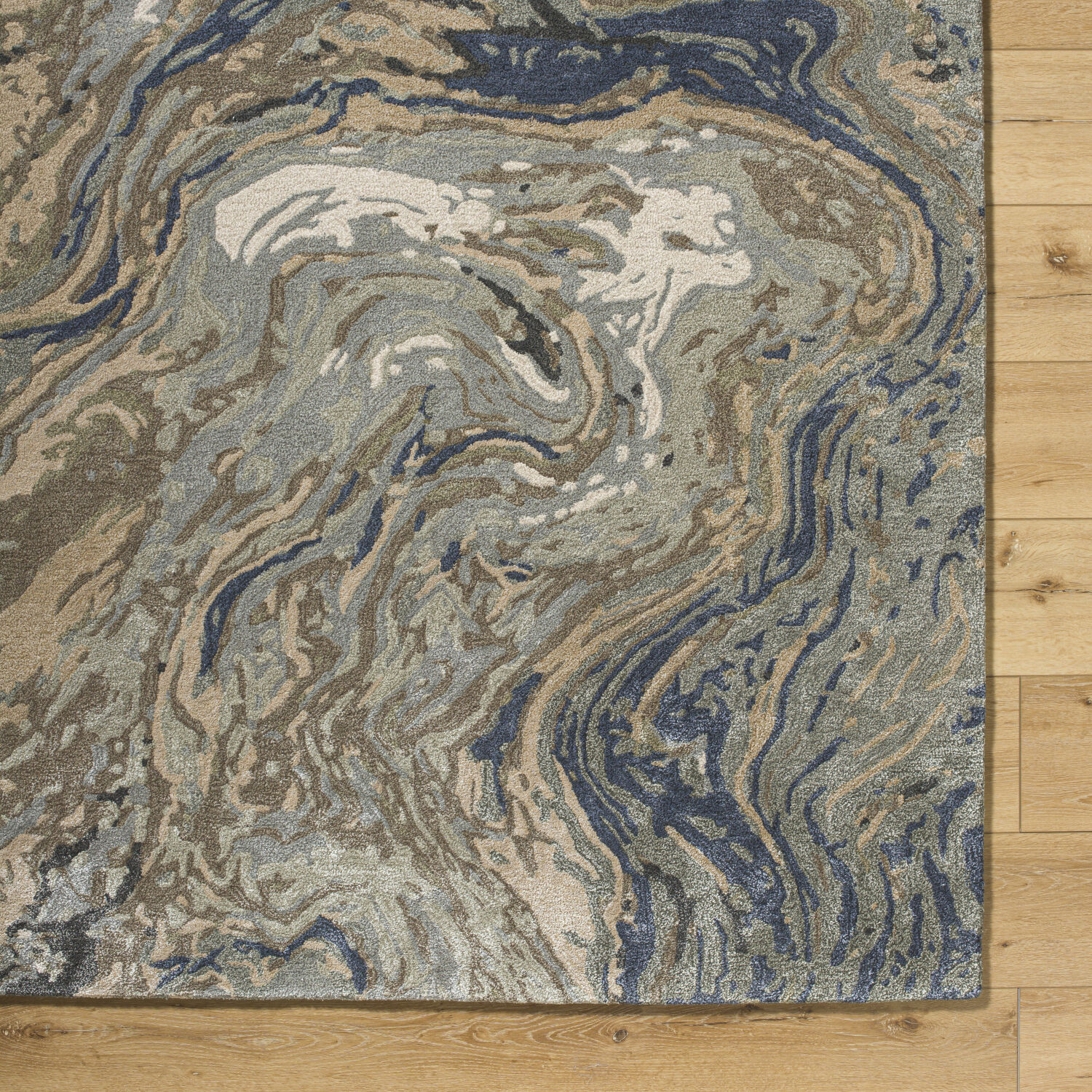 Kavita 96 X 96 inch Prairie Dust / Walnut / Metallic - Silver / Khaki / Ash / Beetle Blue / Lunar Green Handmade Rug in 8 Ft Round