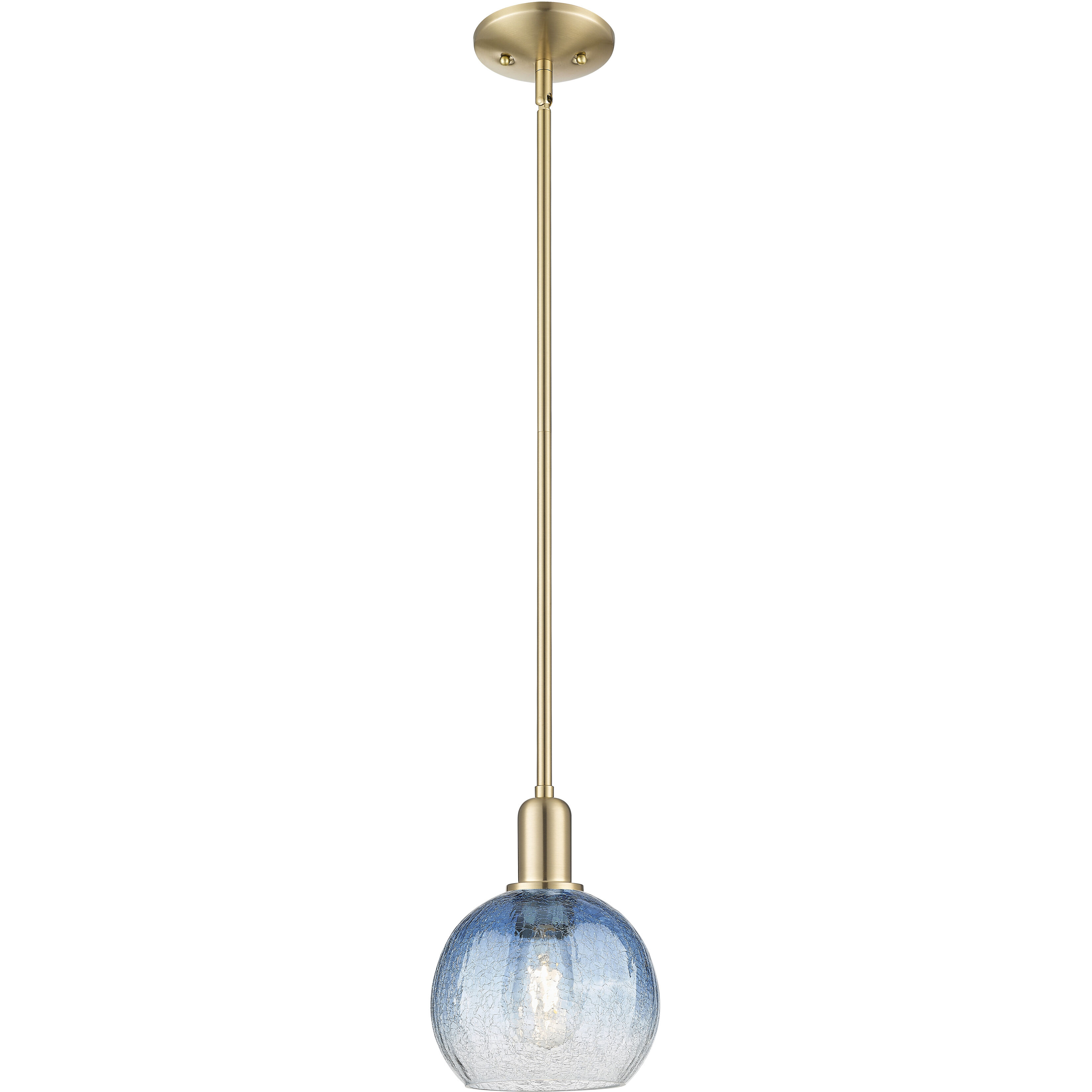 Downtown Urban Brookhaven Globe 1 Light 7.88 inch Champagne Bronze Mini Pendant Ceiling Light in Sapphire Blue Glass