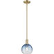 Downtown Urban Brookhaven Globe 1 Light 7.88 inch Champagne Bronze Mini Pendant Ceiling Light in Sapphire Blue Glass