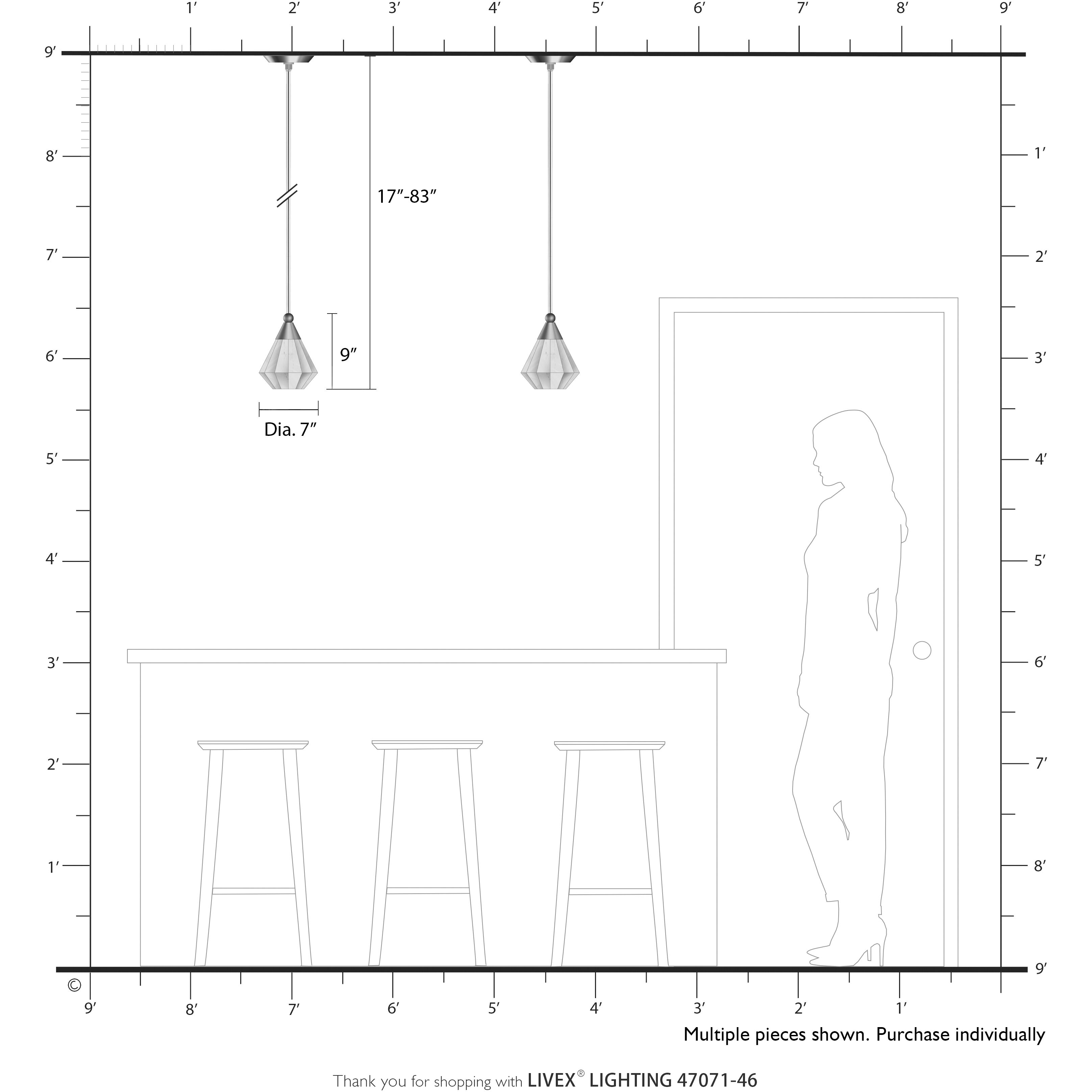 Brussels 1 Light 7 inch Black Chrome Pendant Ceiling Light, Crystal, Single