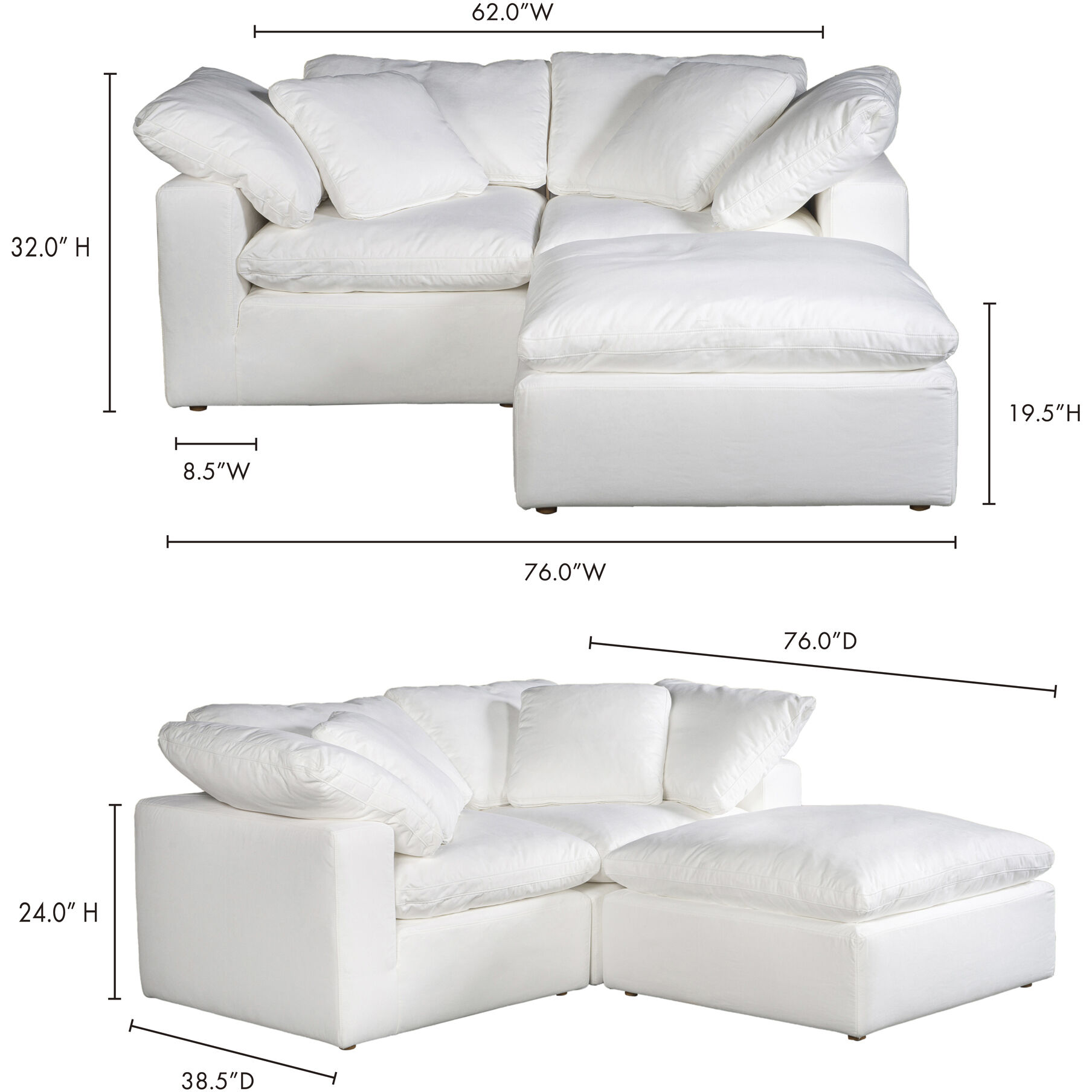Terra Condo White Nook Modular Sectional