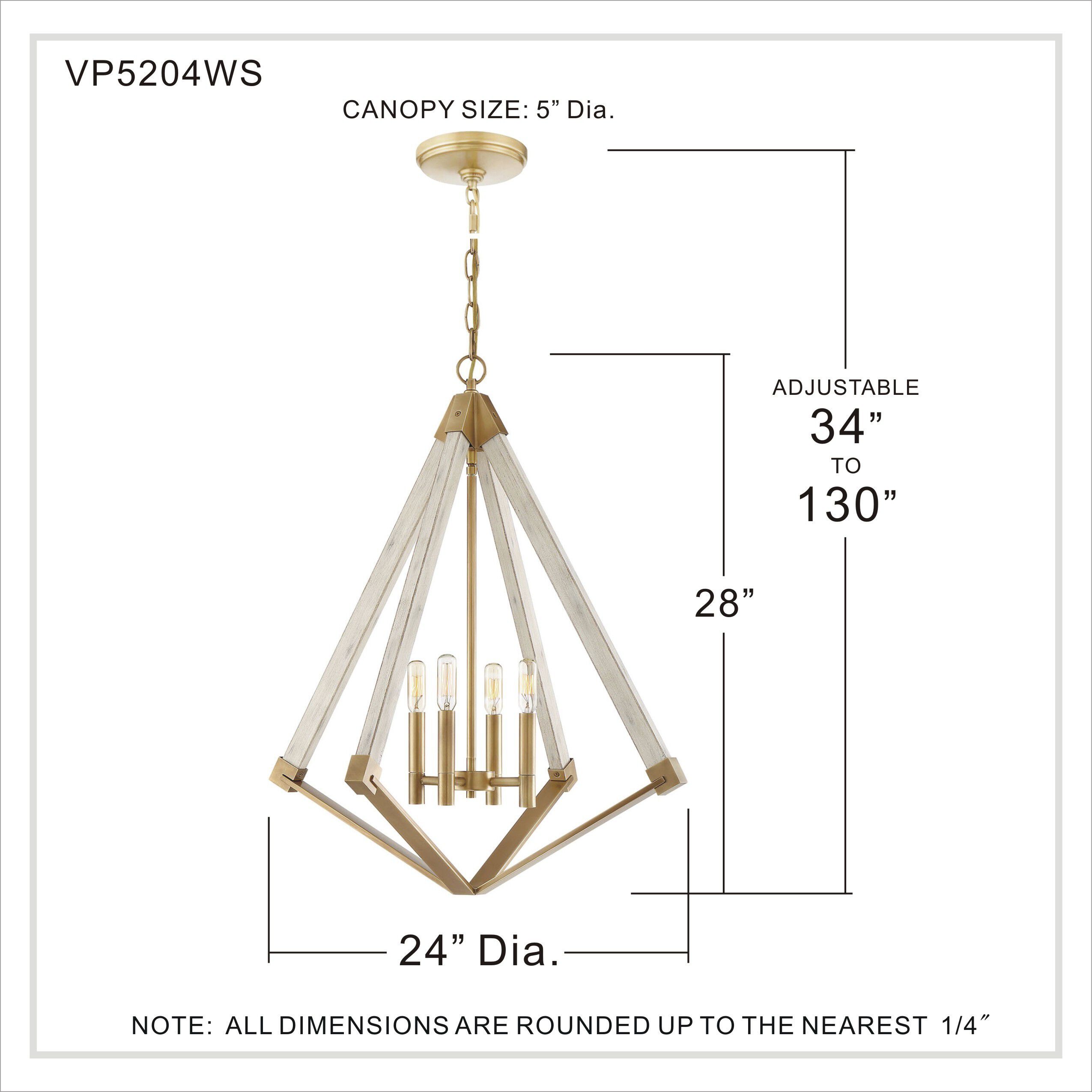 Viewpoint 4 Light 24 inch Weathered Brass Foyer Chandelier Ceiling Light