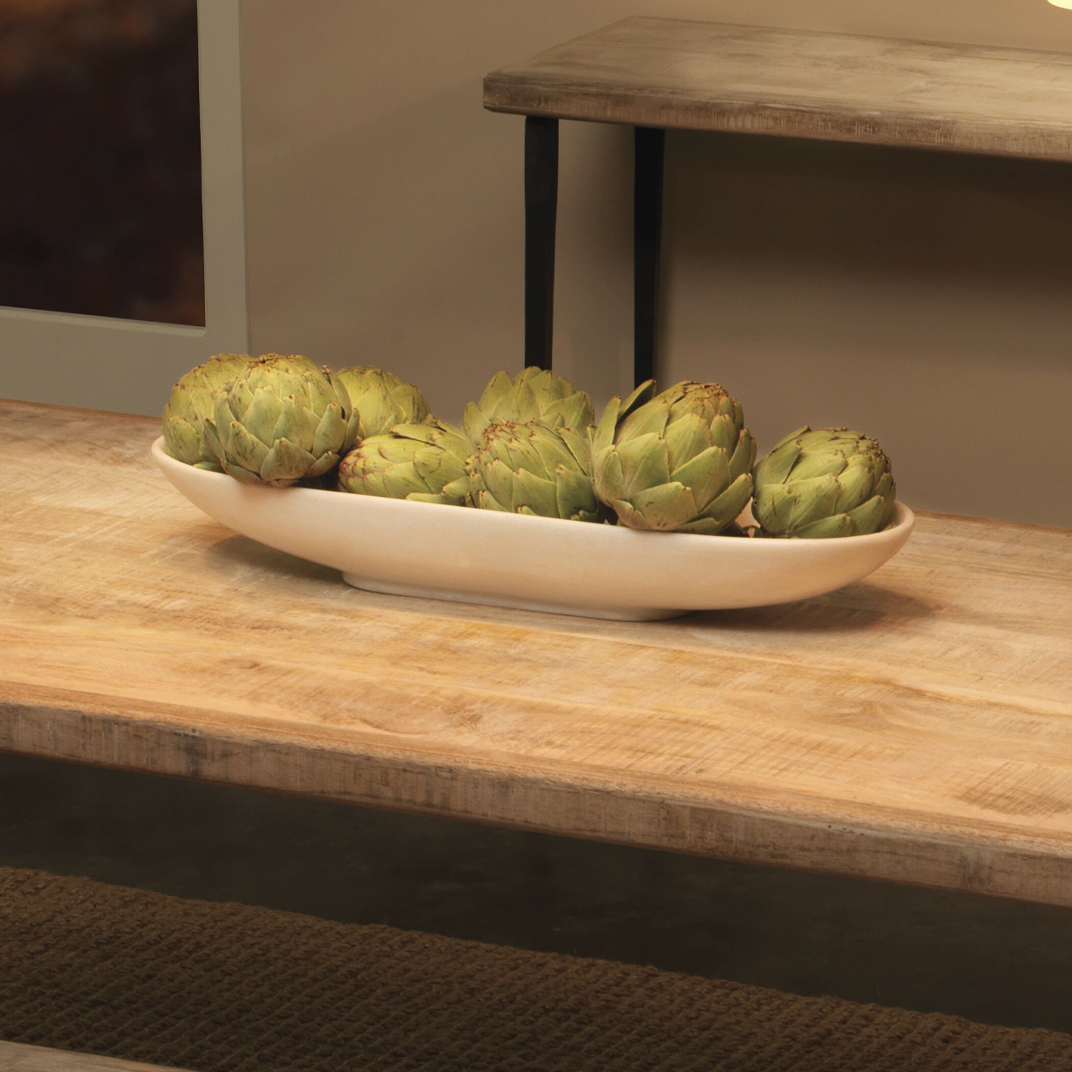 Long 8 X 4 inch Long Oval Bowl in White Marble