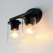 Corona 2 Light 12 inch Black Bath Vanity Wall Light in Clear