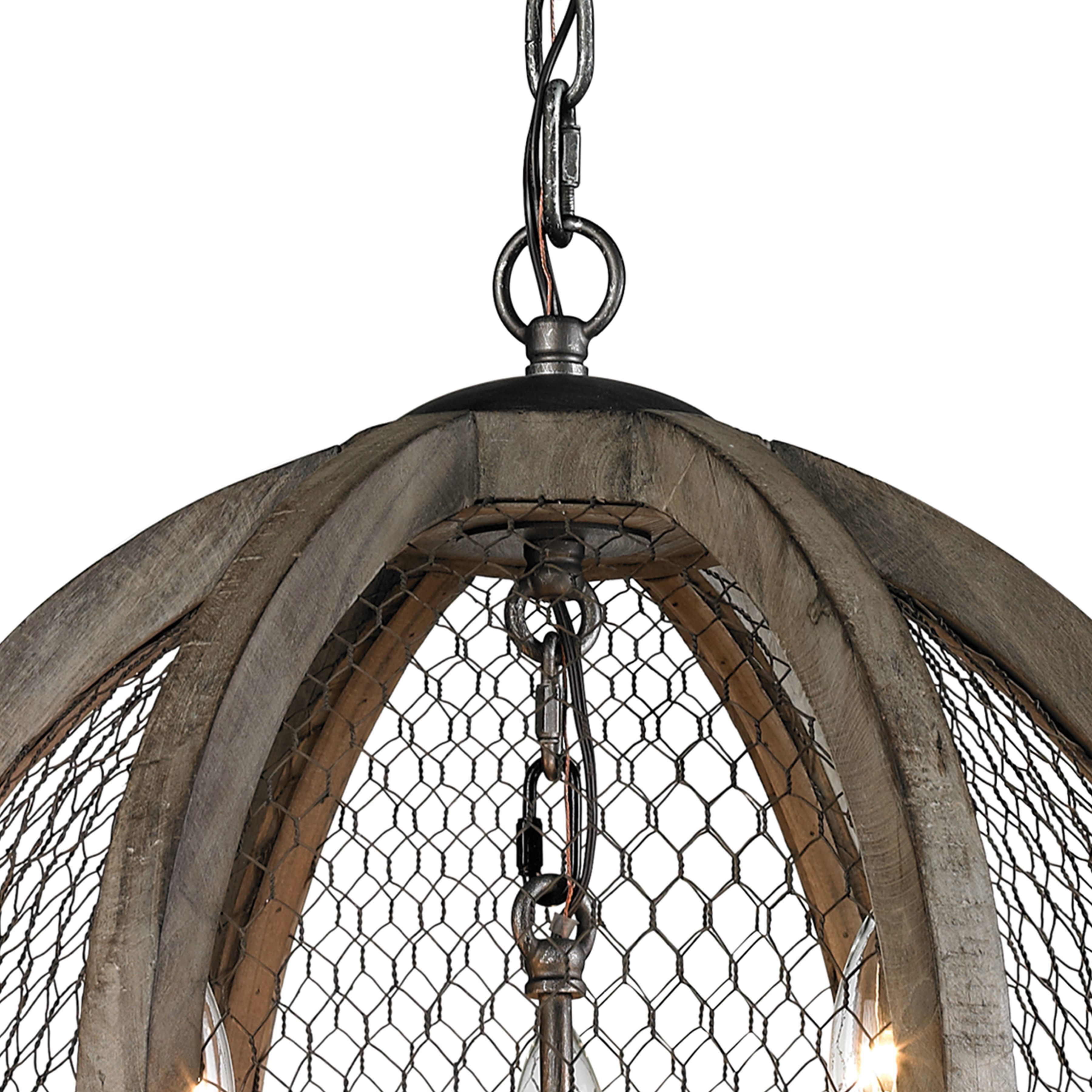 Renaissance Invention 3 Light 18 inch Aged Wood with Weathered Zinc and Clear Chandelier Ceiling Light