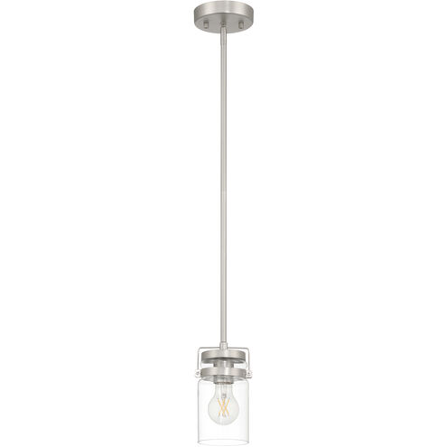 Shelby LED 4.5 inch Brushed Steel and Clear Pendant Ceiling Light