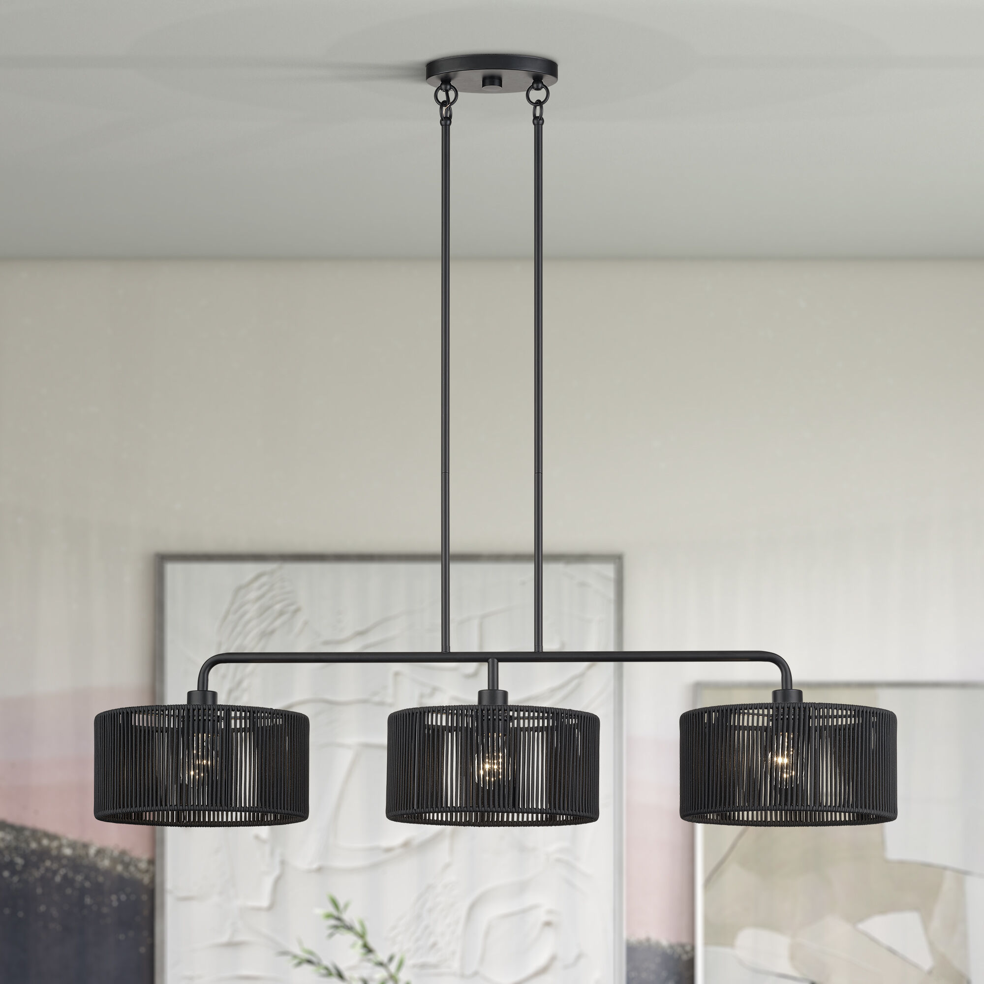Acordia 3 Light 46 inch Black Linear Chandelier Ceiling Light, Extra Large