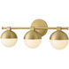 Bowie 3 Light 22.5 inch Lacquered Brass Vanity Light Wall Light
