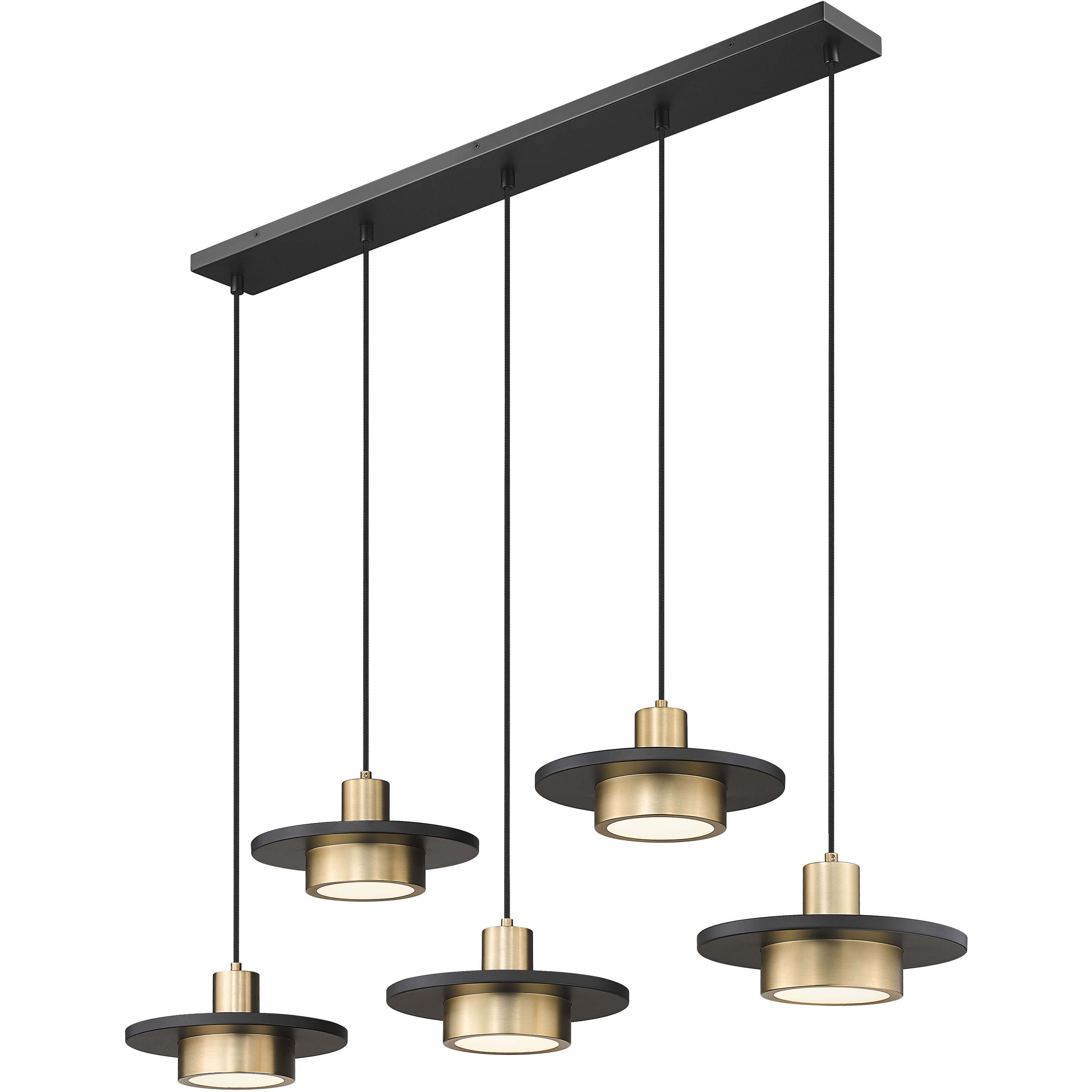 Ludo LED 51.5 inch Matte Black and Modern Gold Linear Chandelier Ceiling Light