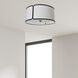 Notched Drum 3 Light 15 inch Black with White Flush Mount Ceiling Light