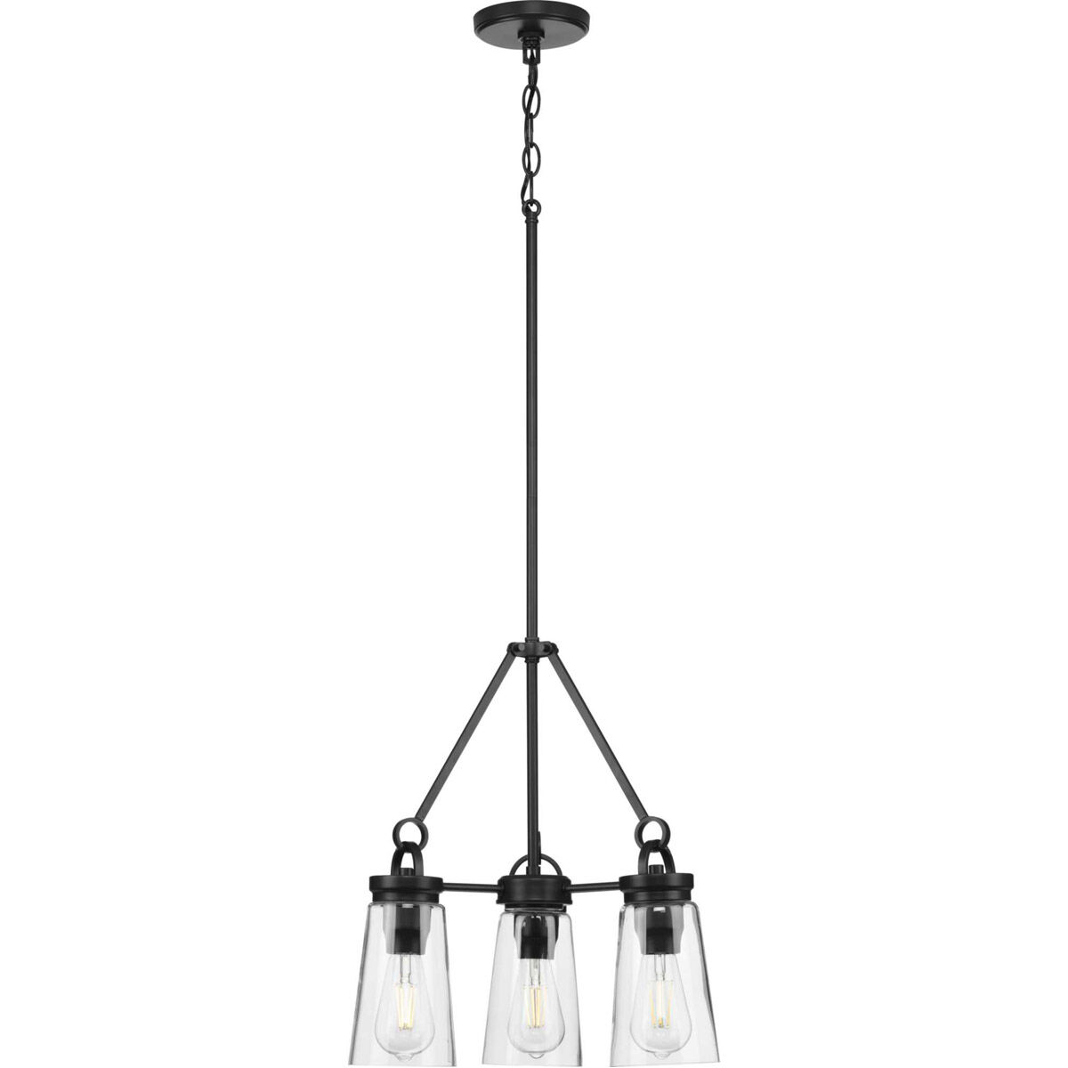Stockbrace 3 Light 16 inch Matte Black Chandelier Ceiling Light