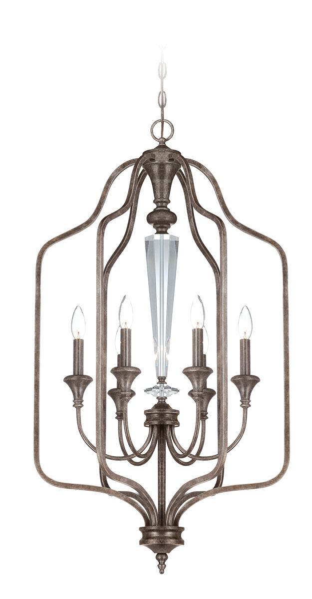 Boulevard 6 Light 21 inch Mocha Bronze Silver Wash Foyer Light Ceiling Light