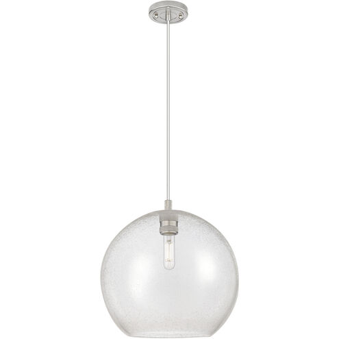 Crown Point 1 Light 11.75 inch Satin Nickel Pendant Ceiling Light in Seedy Glass