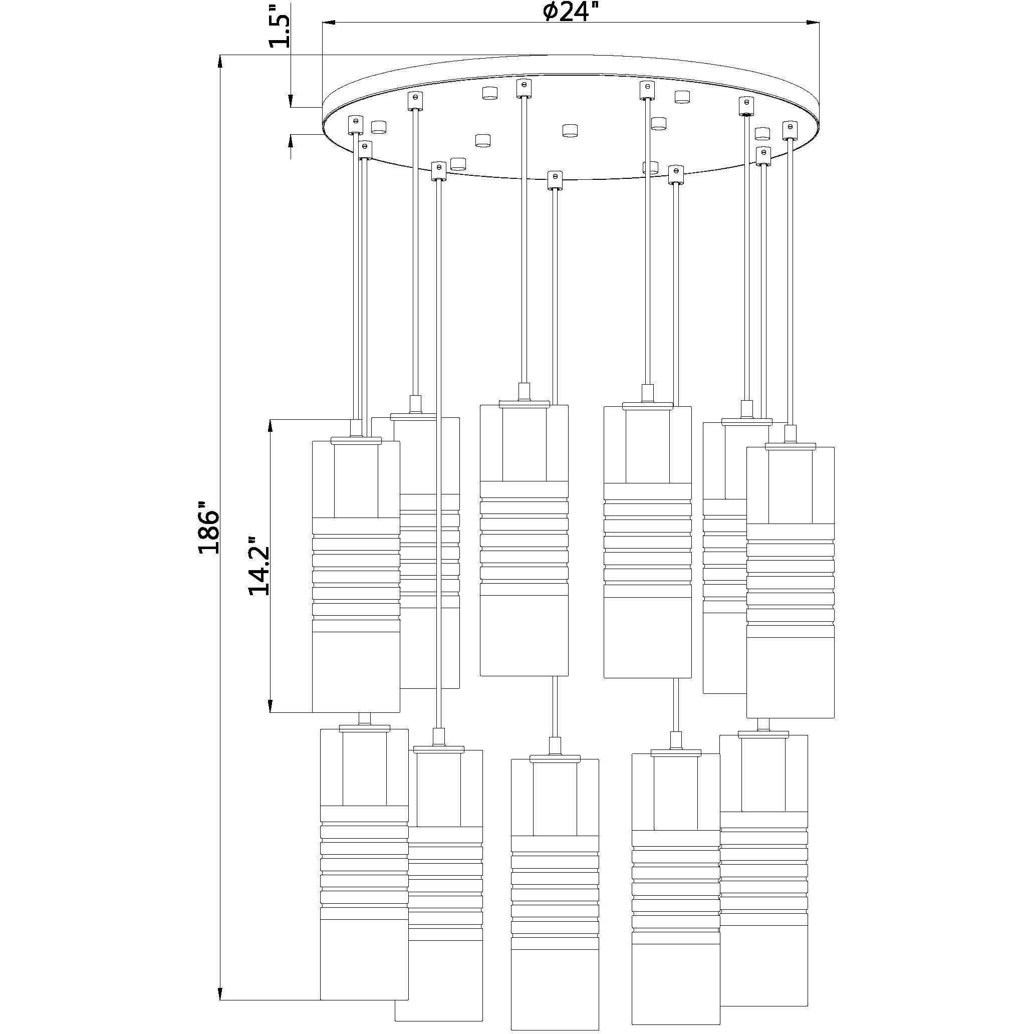Alton 11 Light 24 inch Matte Black Chandelier Ceiling Light