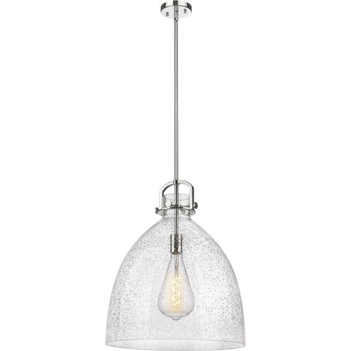 Newton Bell 1 Light 18 inch Polished Nickel Pendant Ceiling Light in Seedy Glass