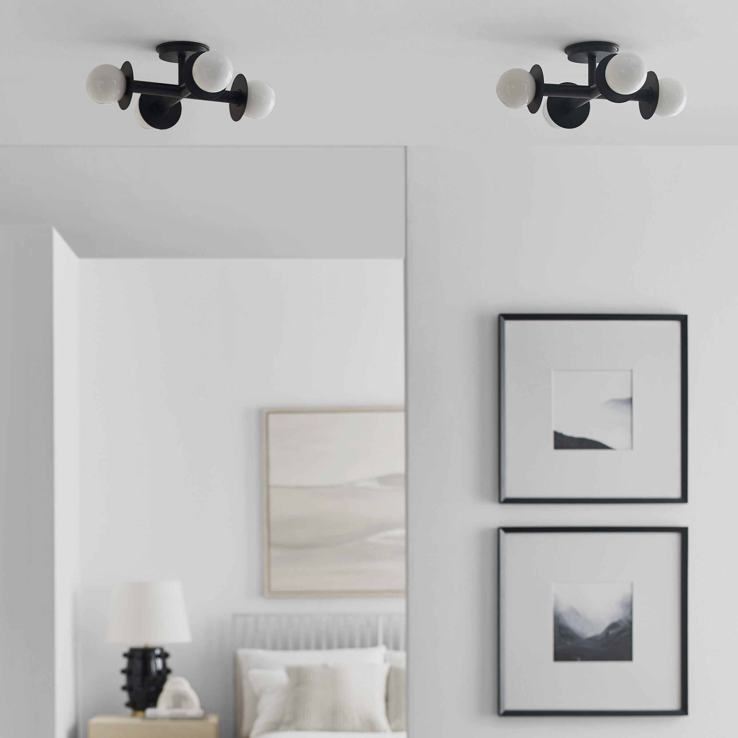 Kelly by Kelly Wearstler Nodes 4 Light 18 inch Midnight Black Semi-Flush Mount Ceiling Light