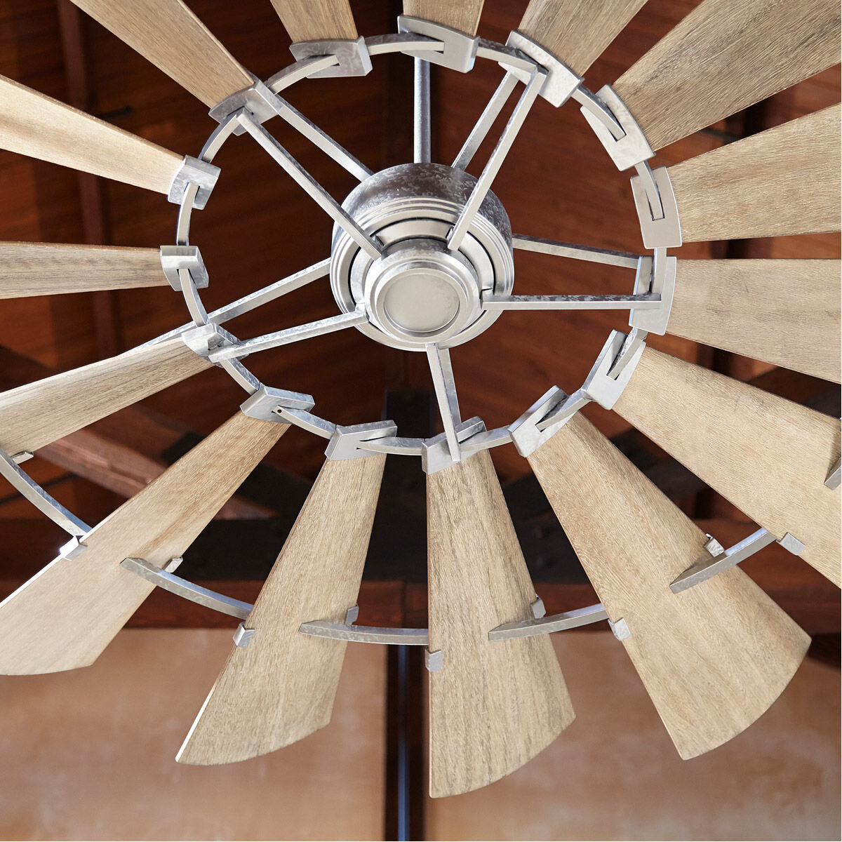 Windmill 72 inch Galvanized with Weathered Oak Blades Indoor Ceiling Fan