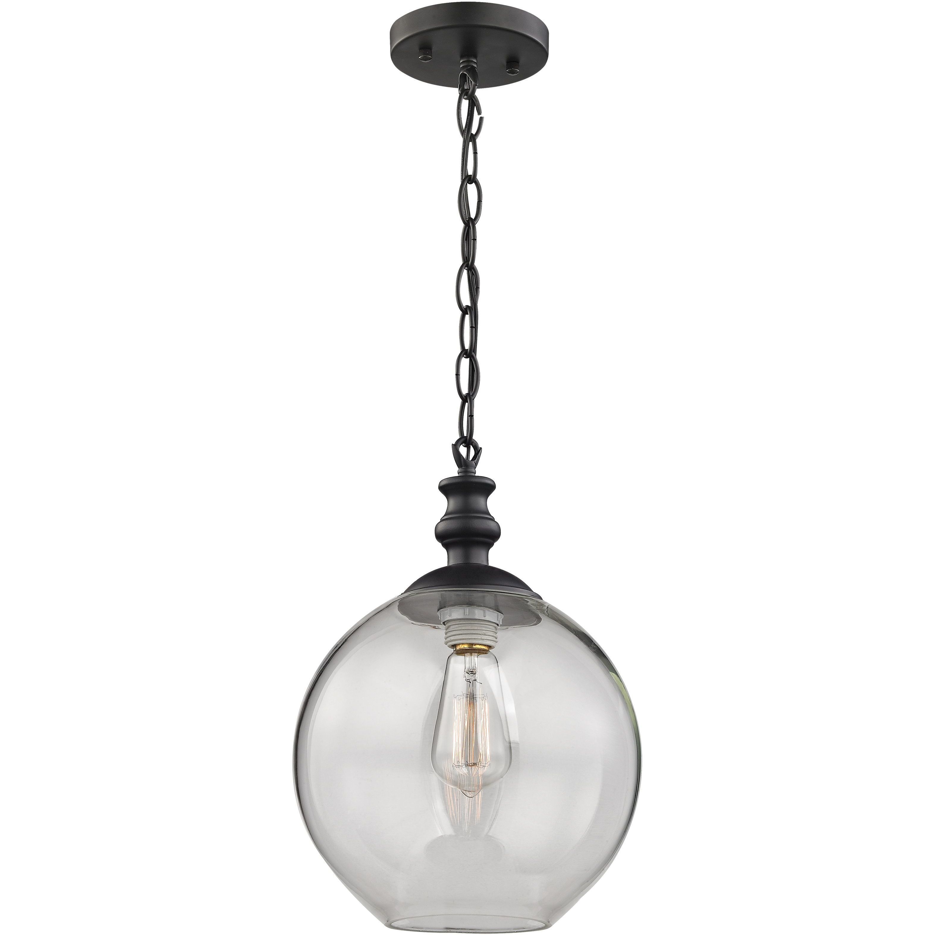 Bergen 1 Light 10 inch Matte Black Mini Pendant Ceiling Light