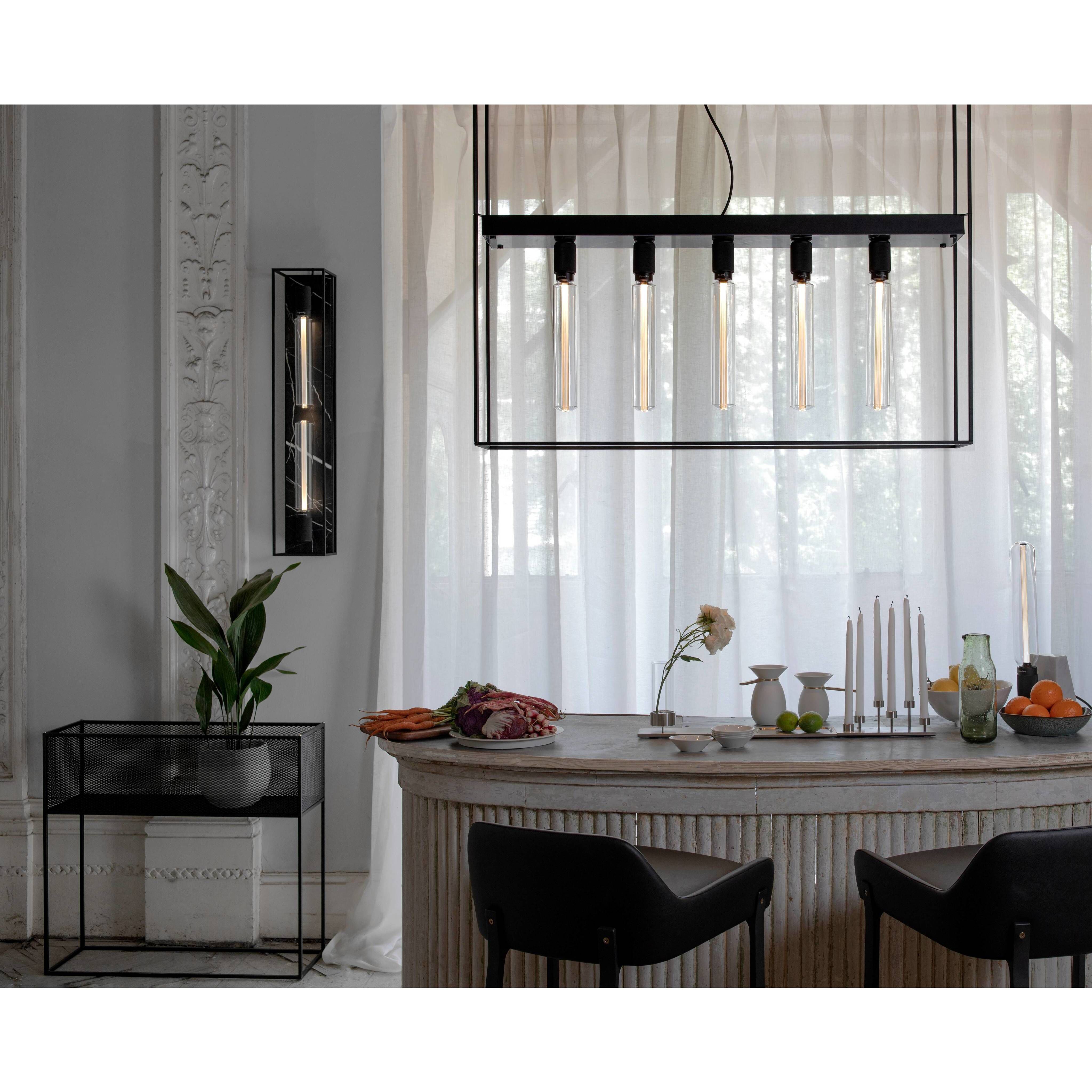 Caged 5 Light 43.31 inch Black Marble Semi-Flush Mount Ceiling Light