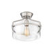 Modern 1 Light 13.25 inch Brushed Nickel Semi-Flush Ceiling Light