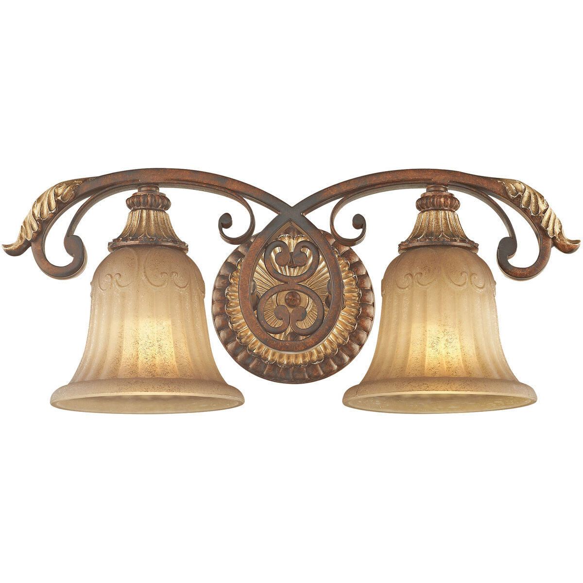 Villa Verona 2 Light 19 inch Verona Bronze with Aged Gold Leaf Accents Bath Vanity Wall Light