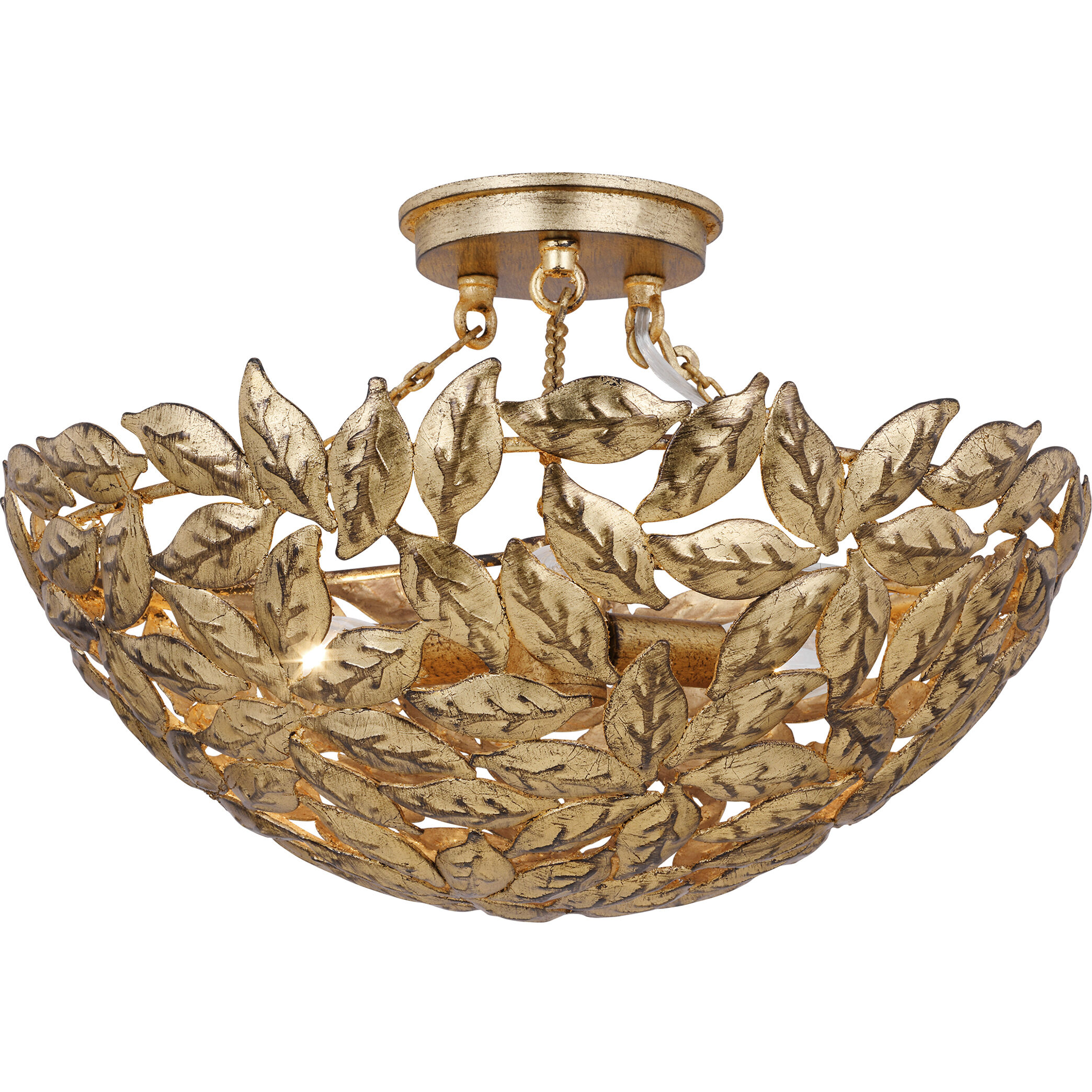 AH by Alexa Hampton Kelan 3 Light 16 inch Antique Gild Semi-Flush Mount Ceiling Light