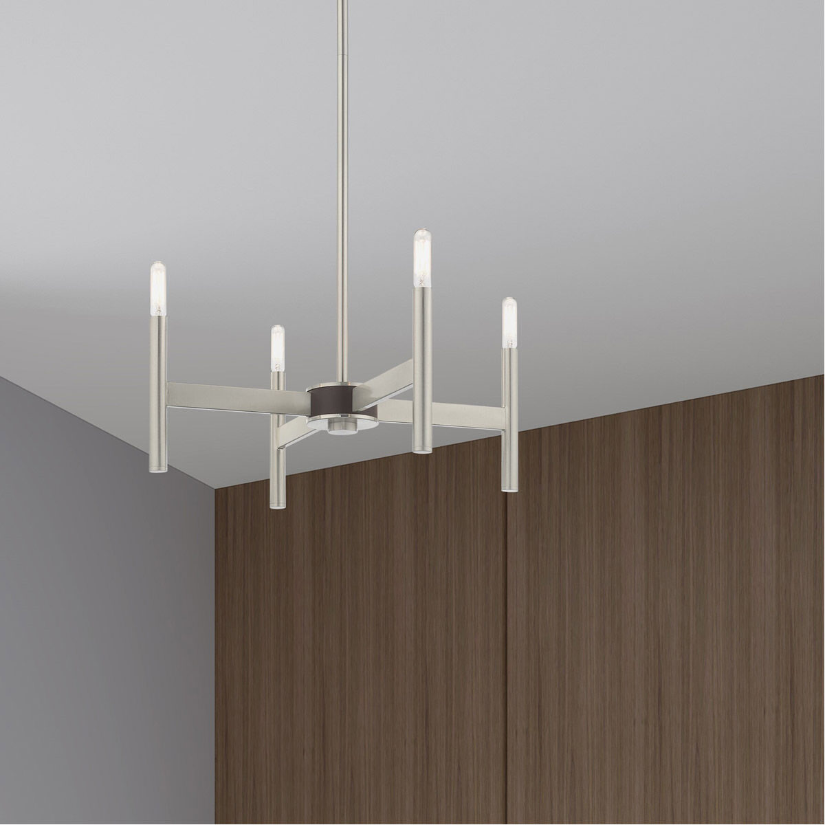 Copenhagen 4 Light 20 inch Brushed Nickel Mini Chandelier Ceiling Light