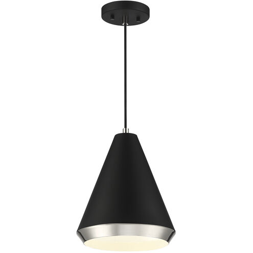 Vintage 1 Light 10 inch Matte Black with Polished Nickel Pendant Ceiling Light