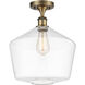 Ballston Cindyrella LED 12 inch Brushed Brass Semi-Flush Mount Ceiling Light in Clear Glass