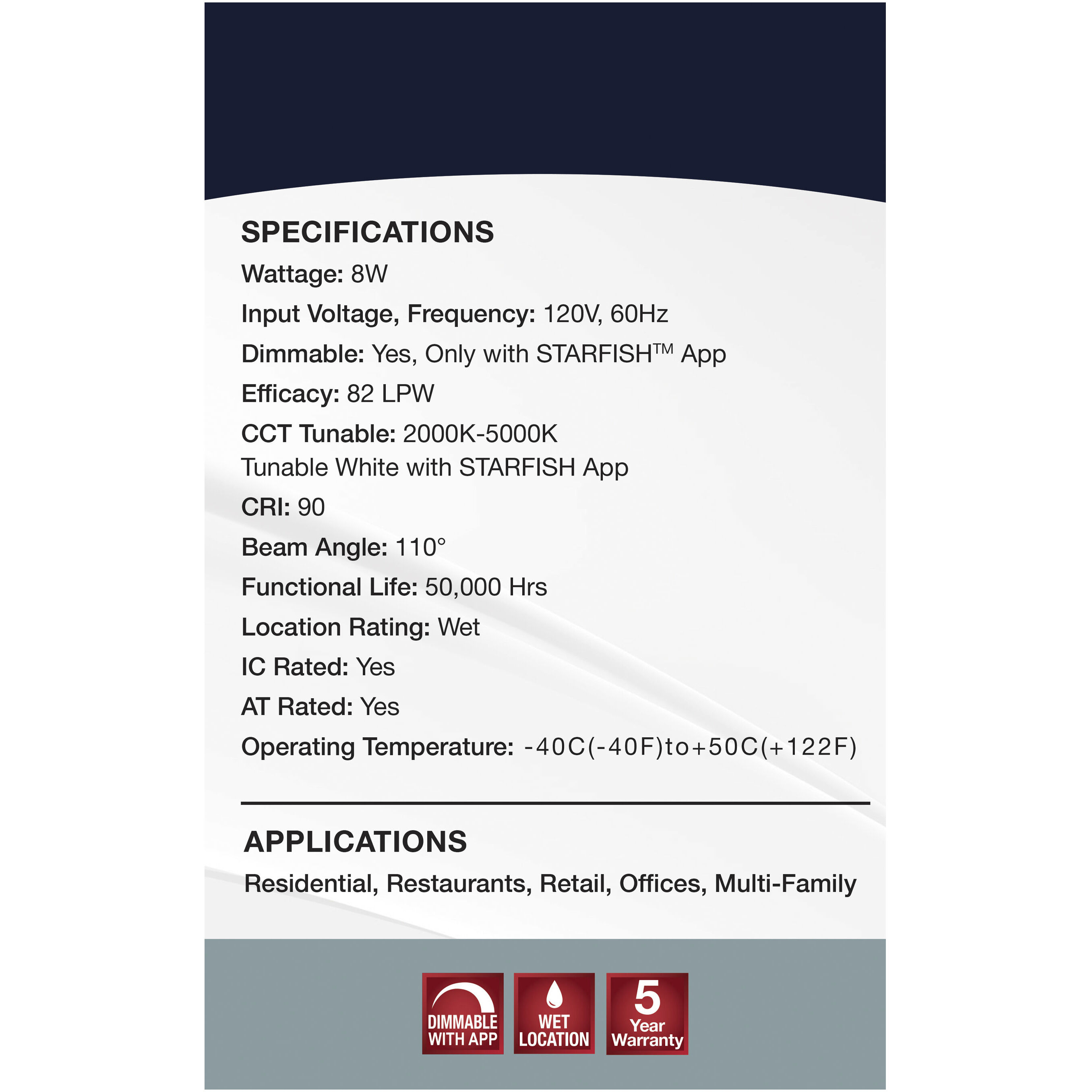 Starfish Integrated LED White Recessed