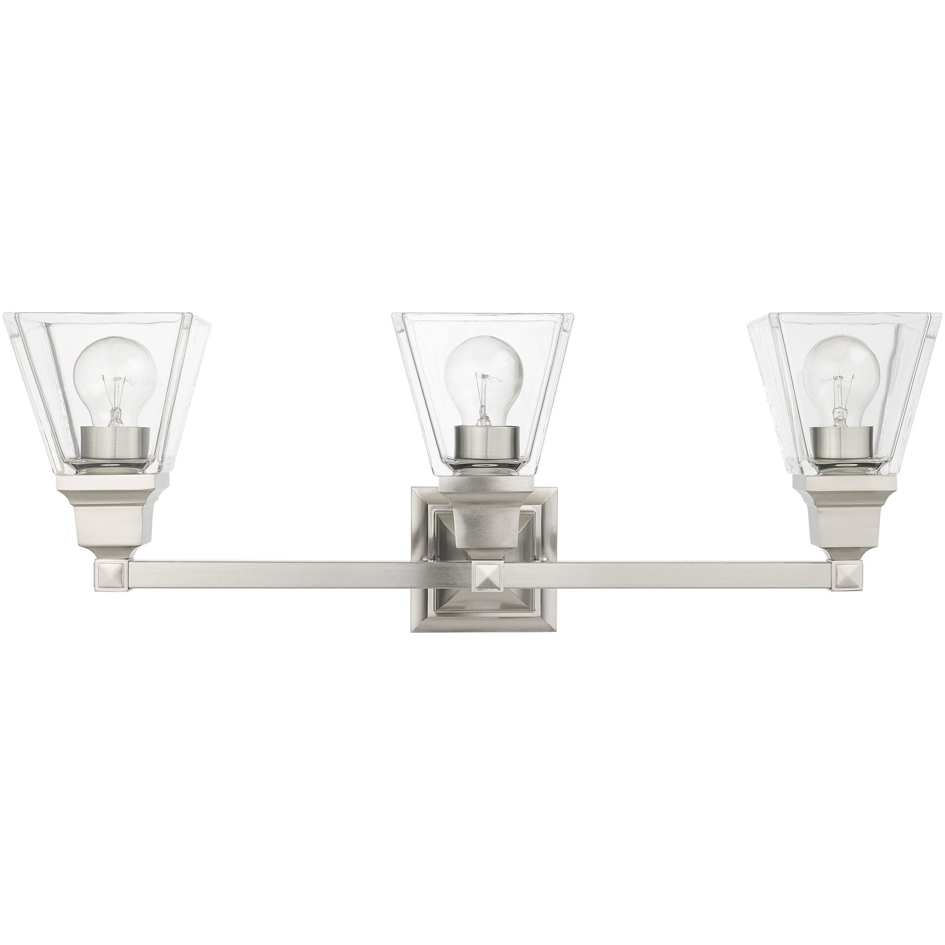 Mission 3 Light 25 inch Brushed Nickel Vanity Sconce Wall Light