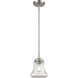 Nouveau Bellmont LED 6 inch Black Polished Nickel Mini Pendant Ceiling Light in Matte White Glass, Nouveau