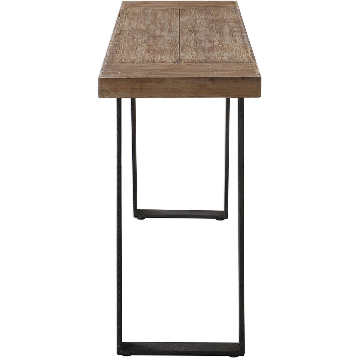 Freddy 55 inch Weathered Oak and Textured Aged Black Console Table