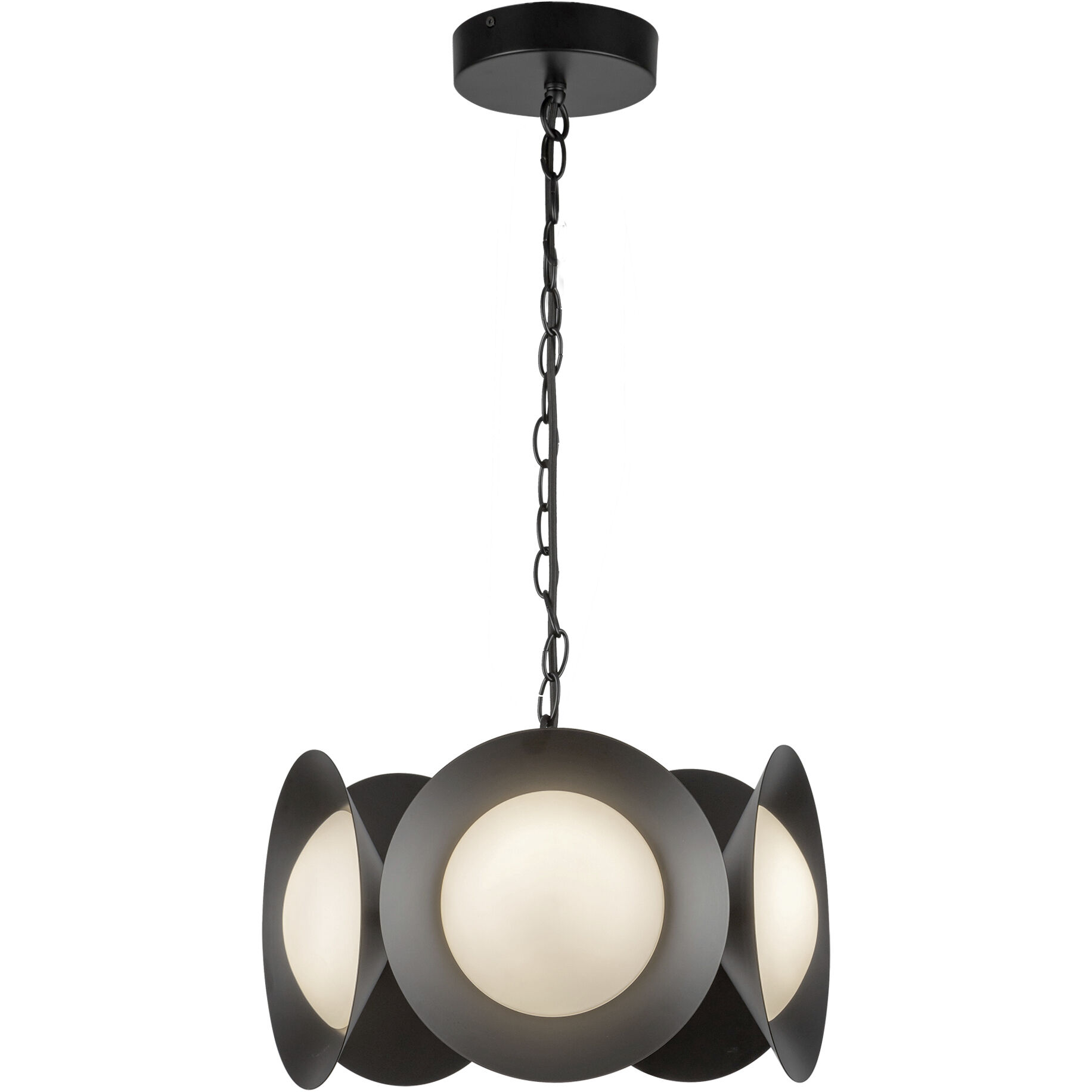 Cleo LED 16 inch Black/Opal Glass Chandelier Ceiling Light