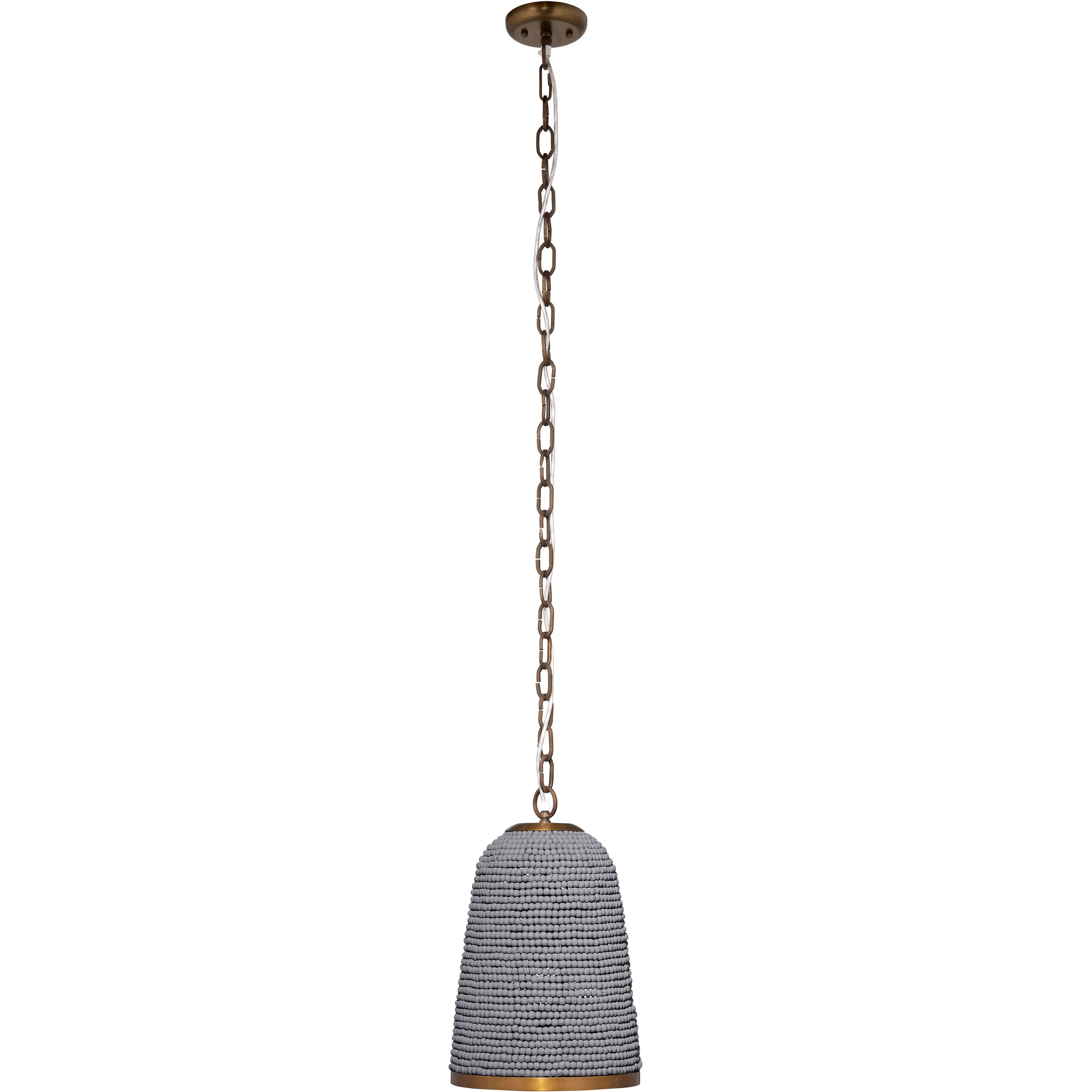 Creekside 1 Light 11 inch Slate Blue Wood Beads and Antique Brass Pendant Ceiling Light