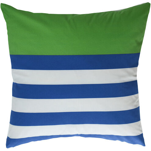 Dann Foley 24 inch Green and White and Navy Blue Decorative Pillow