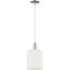 Arcadia Bridal Veil 1 Light 8 inch Polished Nickel Mini Pendant Ceiling Light in Gloss White Glass