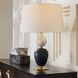 Aubrey 26.5 inch 150.00 watt Black and Gray Flower Marble with Antique Brass Table Lamp Portable Light