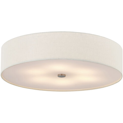 Textile Collection 6 Light 30 inch Brushed Nickel Flush Mount Ceiling Light in Cream (CandleAria), Classic Family