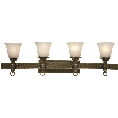 Americana 4 Light 41 inch Antique Copper Bath Light Wall Light in White Alabaster (1219) 