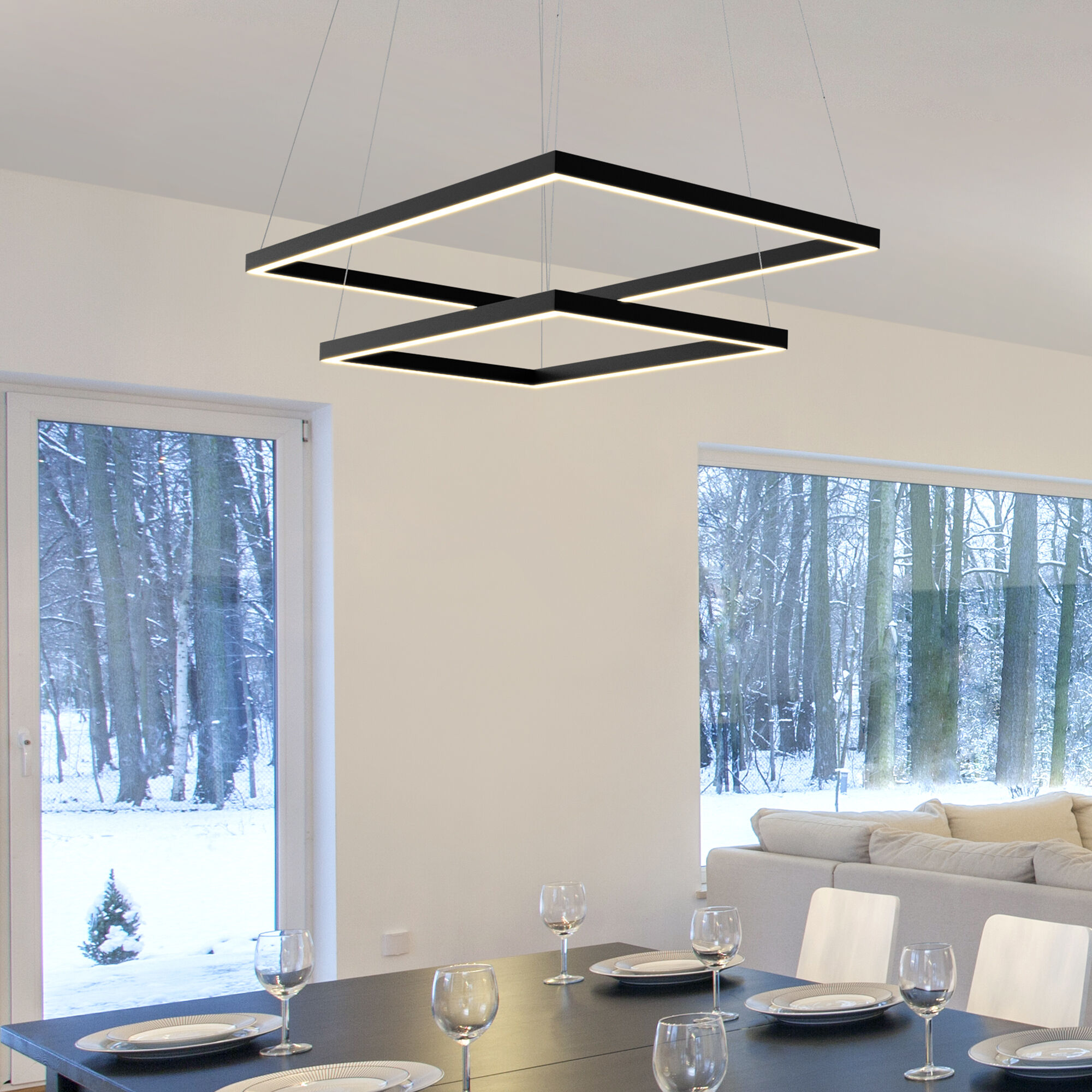 Atria Duo 17.25 inch Black Chandelier Ceiling Light