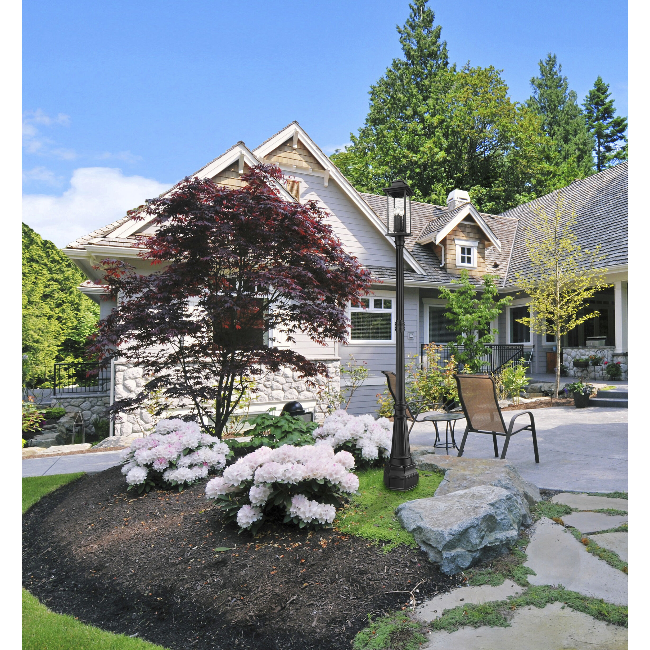 Tiberius 4 Light 107.25 inch Black Outdoor Post Mounted Fixture