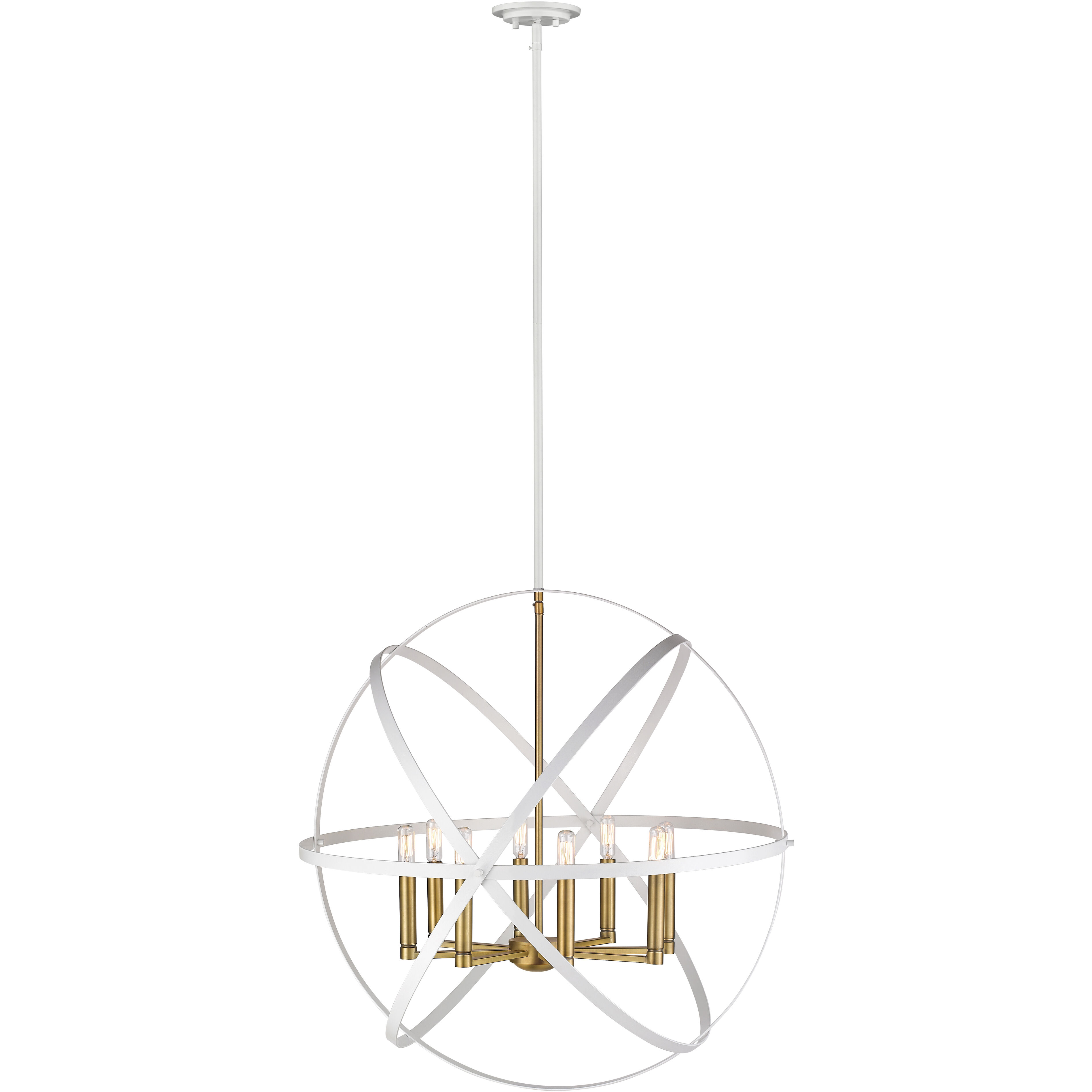 Cavallo 8 Light 30 inch Hammered White and Olde Brass Chandelier Ceiling Light